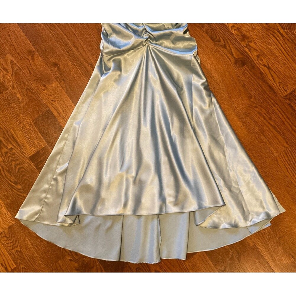 Jessica McClintock Vintage Blue Ruched Halter Neck Prom Formal Dress Size 2 - Picture 4 of 14